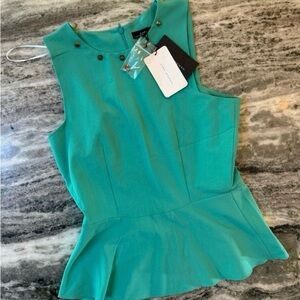 NWT ZARA Peplum Sleeveless Blouse Top w/ Embellished Neckline Women’s Medium